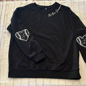 Softball or Baseball Black Sweatshirt with Heart Sleeve Design